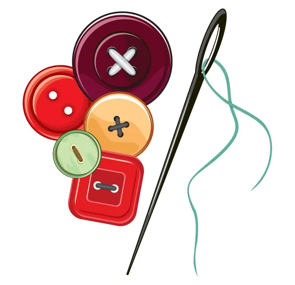 Needle and buttons — Stock Vector