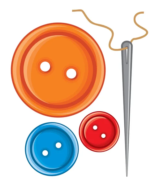 Needle and buttons — Stock Vector