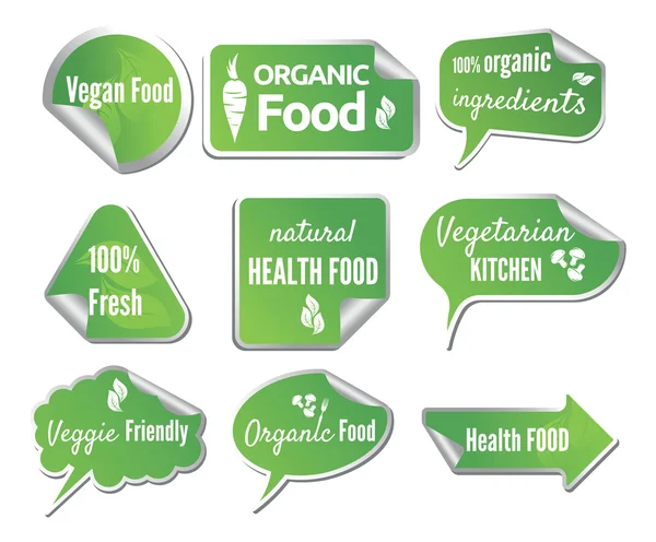 Healthy Food stickers set — Stock Vector