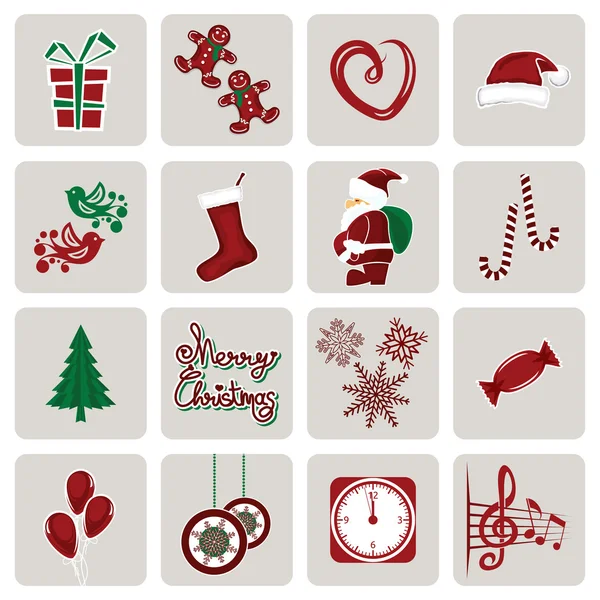 Set von Symbolen für Neujahr und Weihnachten — Stockvektor