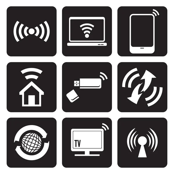 Wireless technology web icons set — Stock Vector