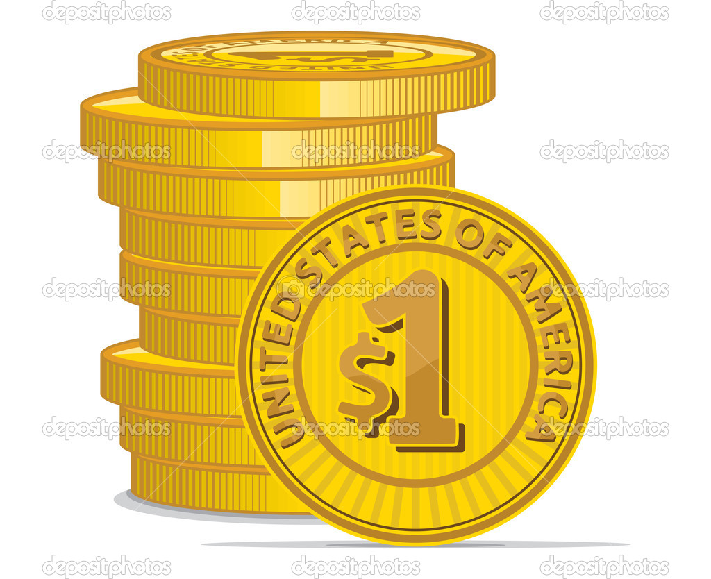 Golden coins with dollar sign