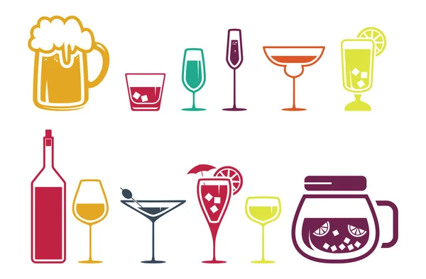 Iszik alkoholt italok ikonok beállítása — Stock Vector