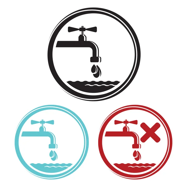 Iconos de grifo de agua — Vector de stock