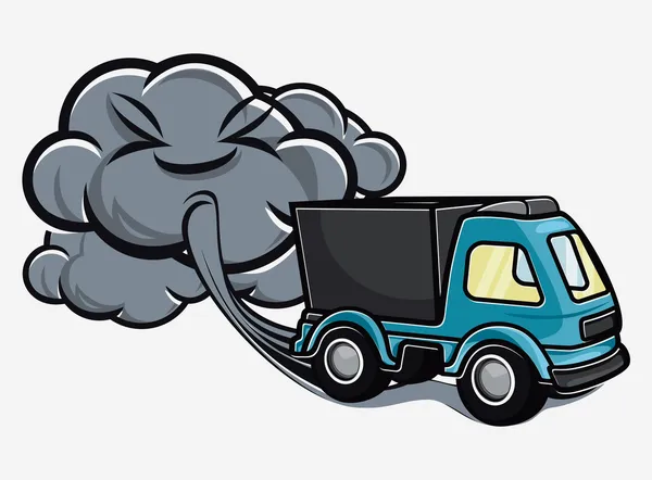 卡通卡车吹排放的废气 — 图库矢量图片