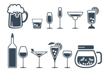 içki alkol içecek Icons set