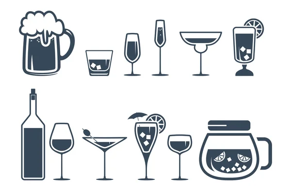 Drink alcohol beverage icons set — Stock Vector