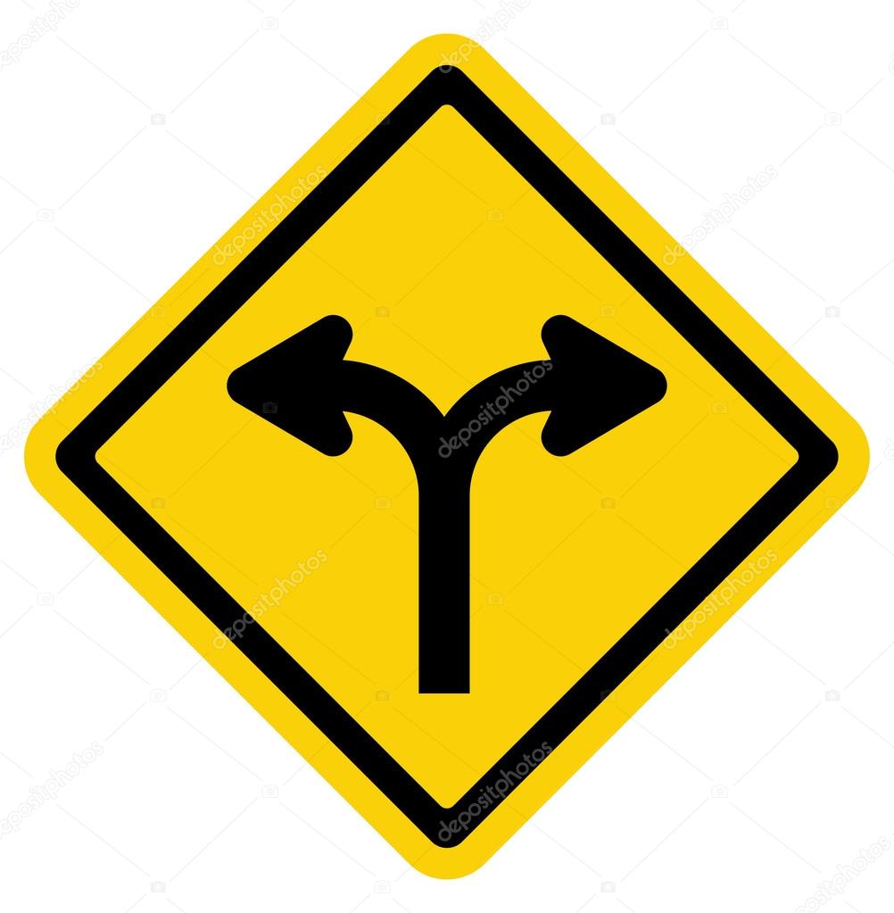 Forked road sign