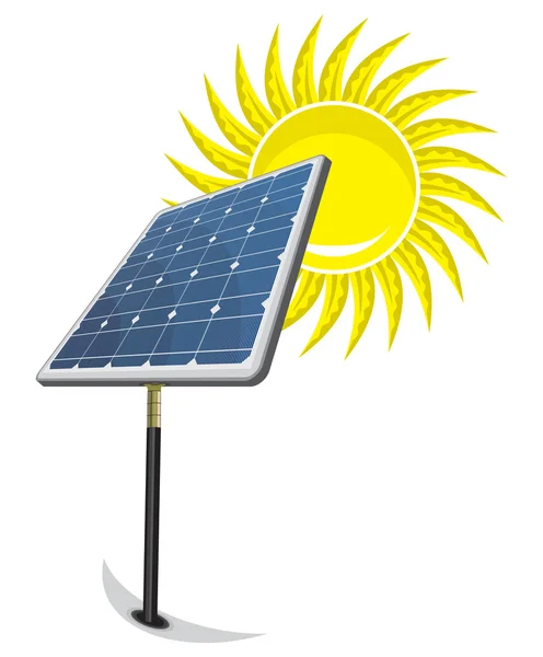 Pannello solare e sole — Vettoriale Stock