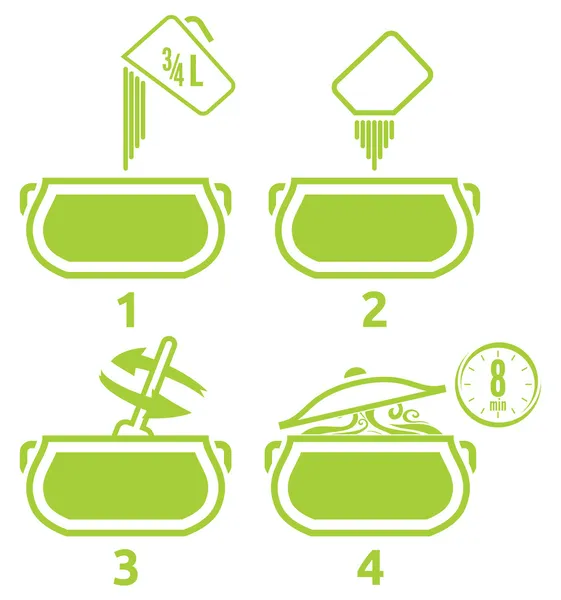 Ícones de cozinha definir como se preparar — Vetor de Stock