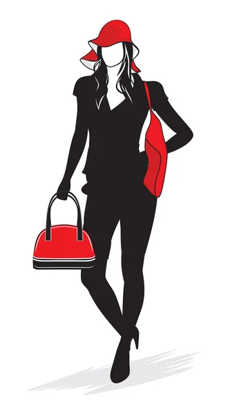 Silhouette de femme dans le shopping — Image vectorielle