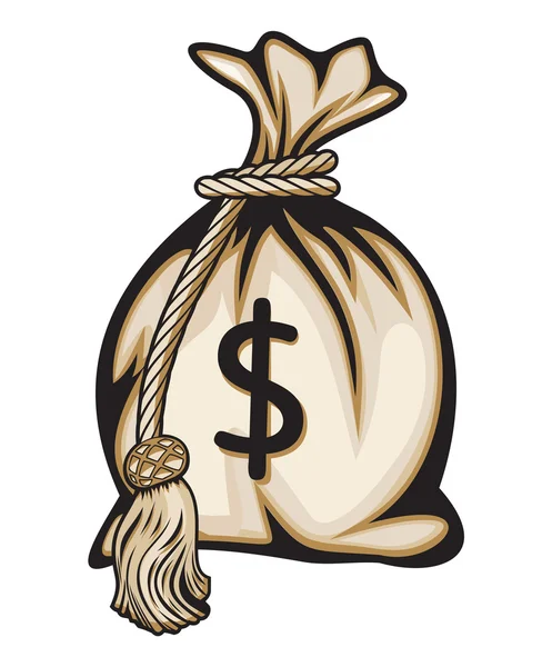 Sac d'argent avec signe dollar — Image vectorielle