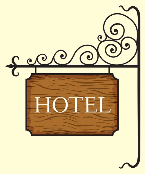 Señal de madera de la puerta del hotel — Vector de stock