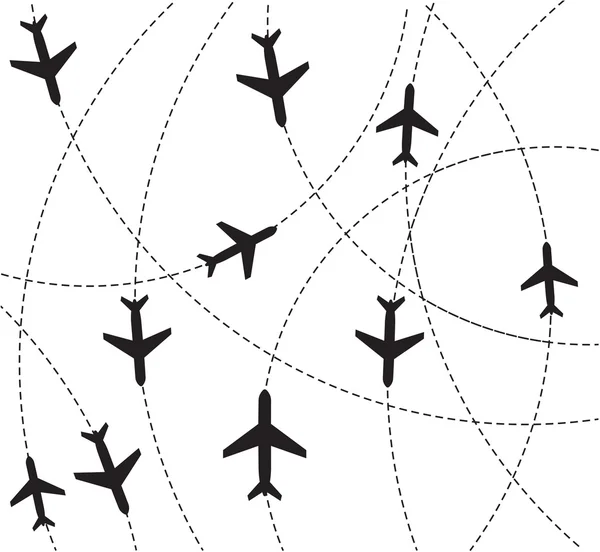 Rutas de destino del avión — Vector de stock