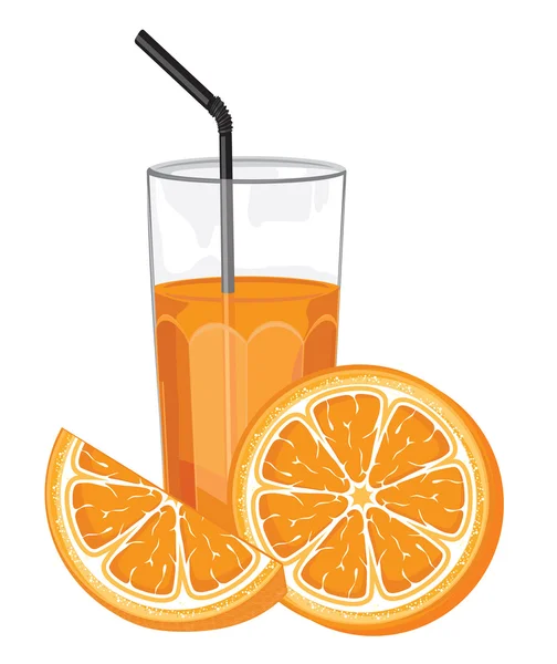 Succo d'arancia e fetta — Vettoriale Stock