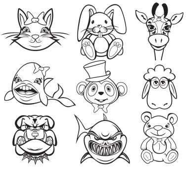 siyah-beyaz hayvan koleksiyonu