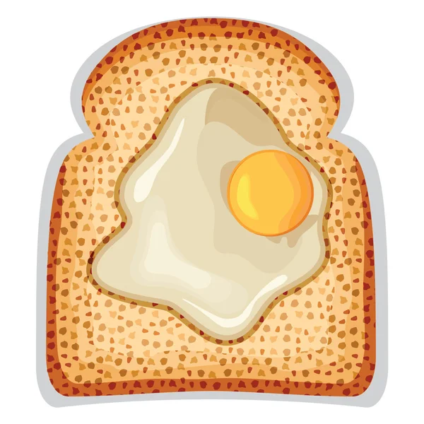 Un œuf frit côté ensoleillé vers le haut de pain grillé croustillant — Image vectorielle