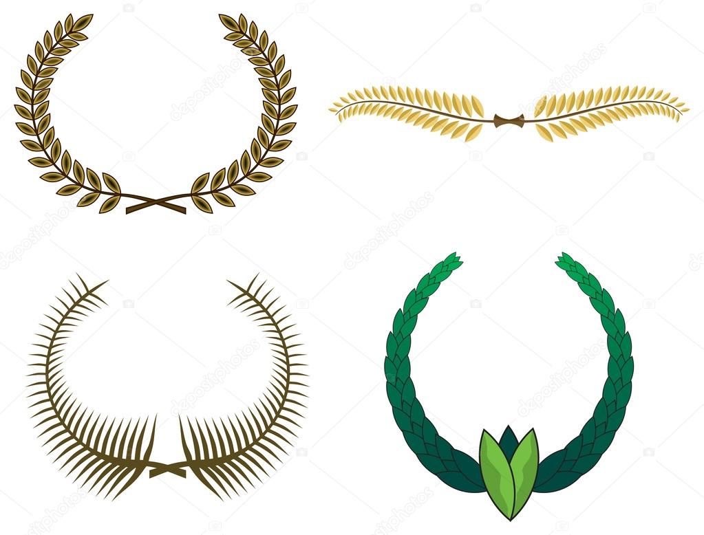 Set of laurel wreaths for design