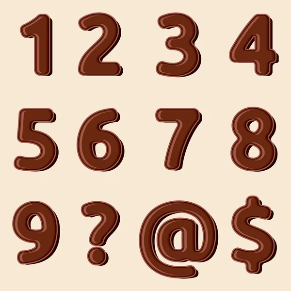 巧克力的数字和符号的一套 — 图库矢量图片