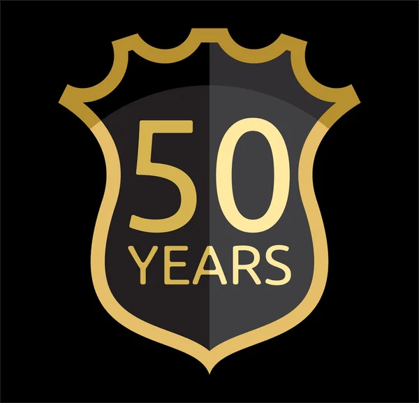 金色盾牌 50 年 — 图库矢量图片