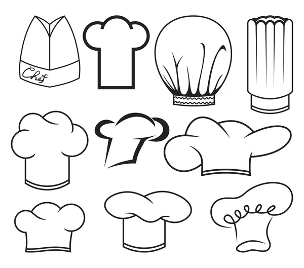 Colección sombrero de chef — Vector de stock