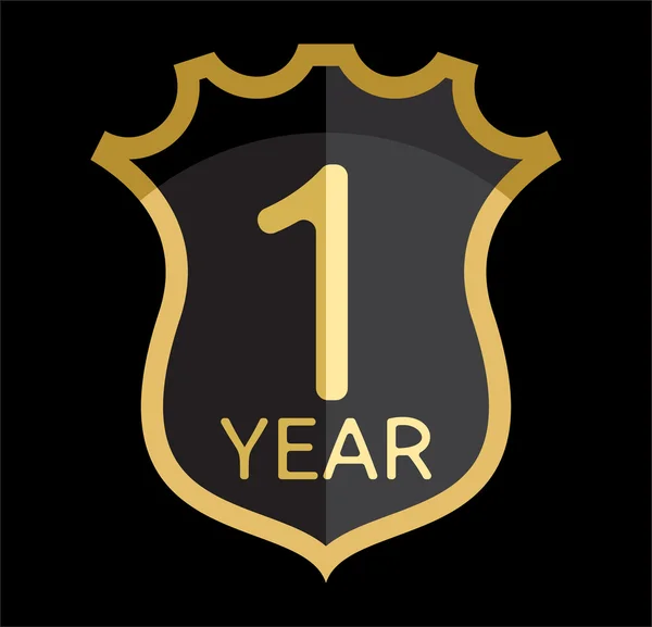 金色盾牌 1 年 — 图库矢量图片