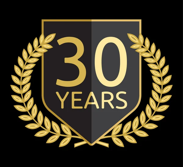 Arany babérkoszorút 30 év — Stock Vector
