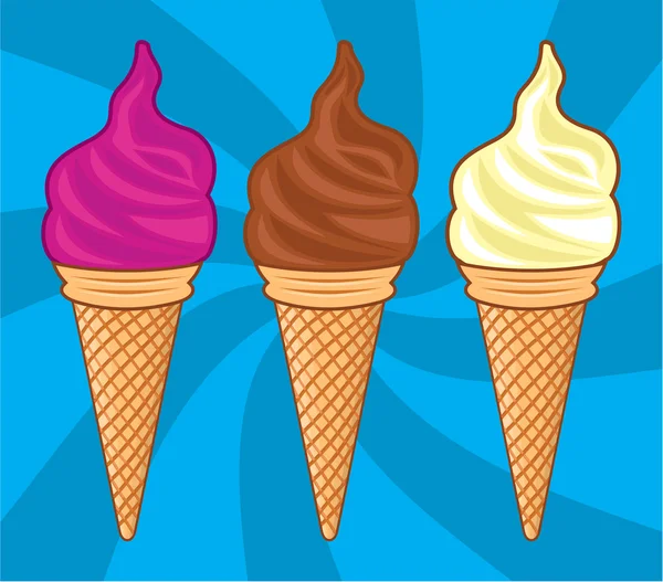 Conjunto de helado de cono retro — Vector de stock