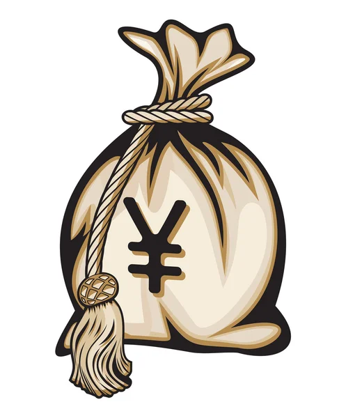 Saco do dinheiro com ilustração do vetor do sinal do iene —  Vetores de Stock