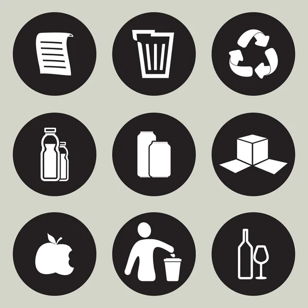 Reciclaje icono conjunto — Vector de stock