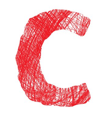 Beyaz arka plan üzerinde izole harfi c kroki