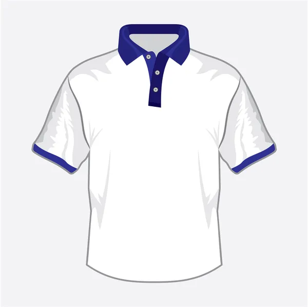 Polo blanco con cuello azul oscuro — Vector de stock