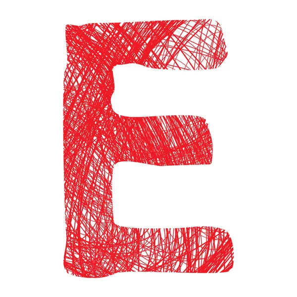 Sketch letter E isolated on white background — Stock Vector