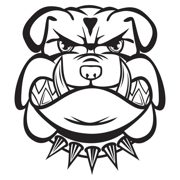Zangado bulldog cabeça preto e branco — Vetor de Stock