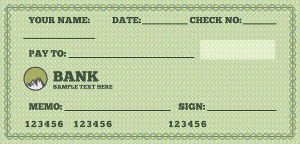 Cheque en blanco — Vector de stock