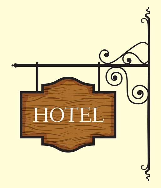 Señal de madera de la puerta del hotel — Vector de stock