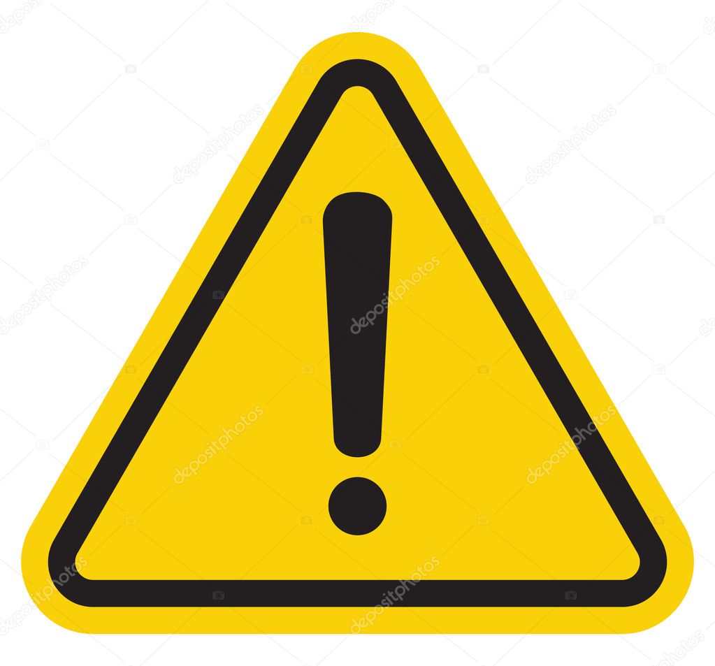 Hazard warning attention sign with exclamation mark symbol Stock