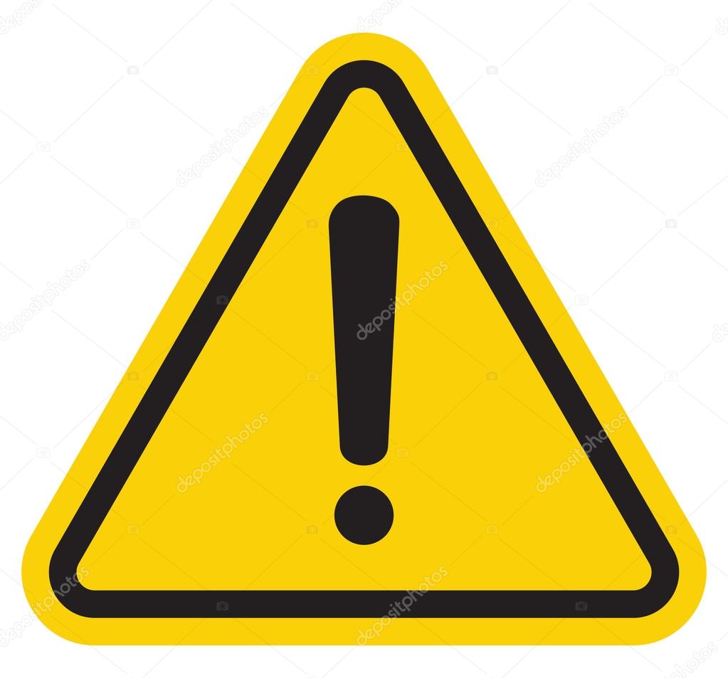 Hazard warning attention sign with exclamation mark symbol