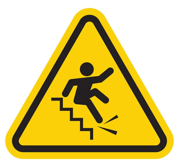 Warning falling off the stairs sign — Stock Vector