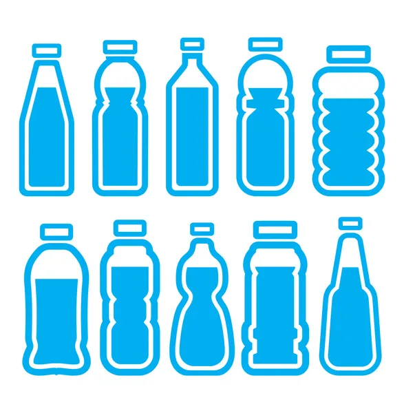 Juego de botellas de plástico — Vector de stock