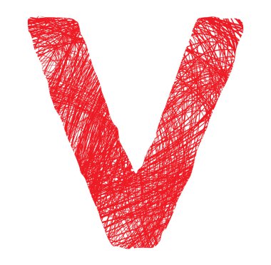 Kroki harf V beyaz arka plan üzerinde izole