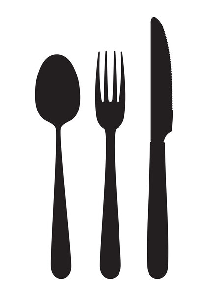 knife, fork and spoon