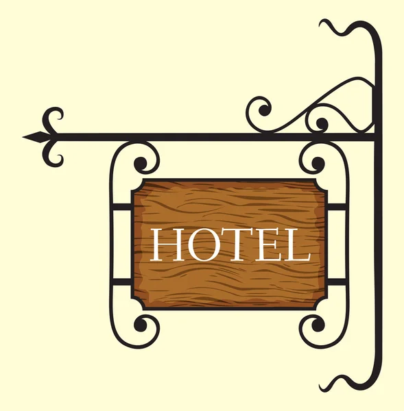 Señal de madera de la puerta del hotel — Vector de stock