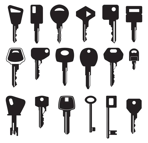 Collezione Big Key Black Silhouette — Vettoriale Stock