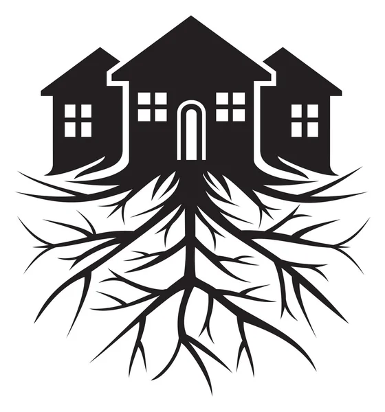 Casa con raíz — Vector de stock