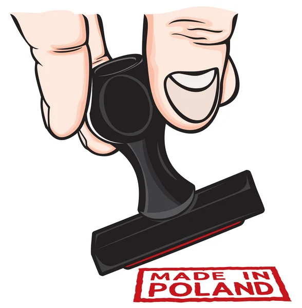 Hand and stamp Made in Poland — Stock Vector