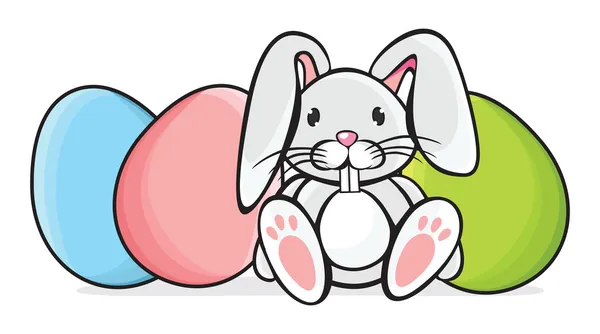 Милый кролик с яйцами — стоковый вектор