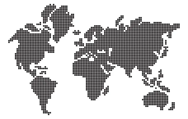 Pixel tervezés világ Térkép — Stock Vector