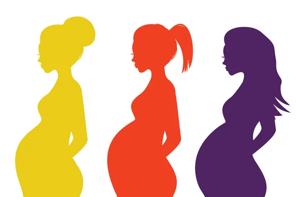 Pregnant woman silhouettes — Stock Vector