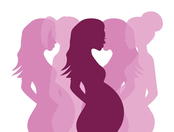 Silhouettes de femme enceinte — Image vectorielle